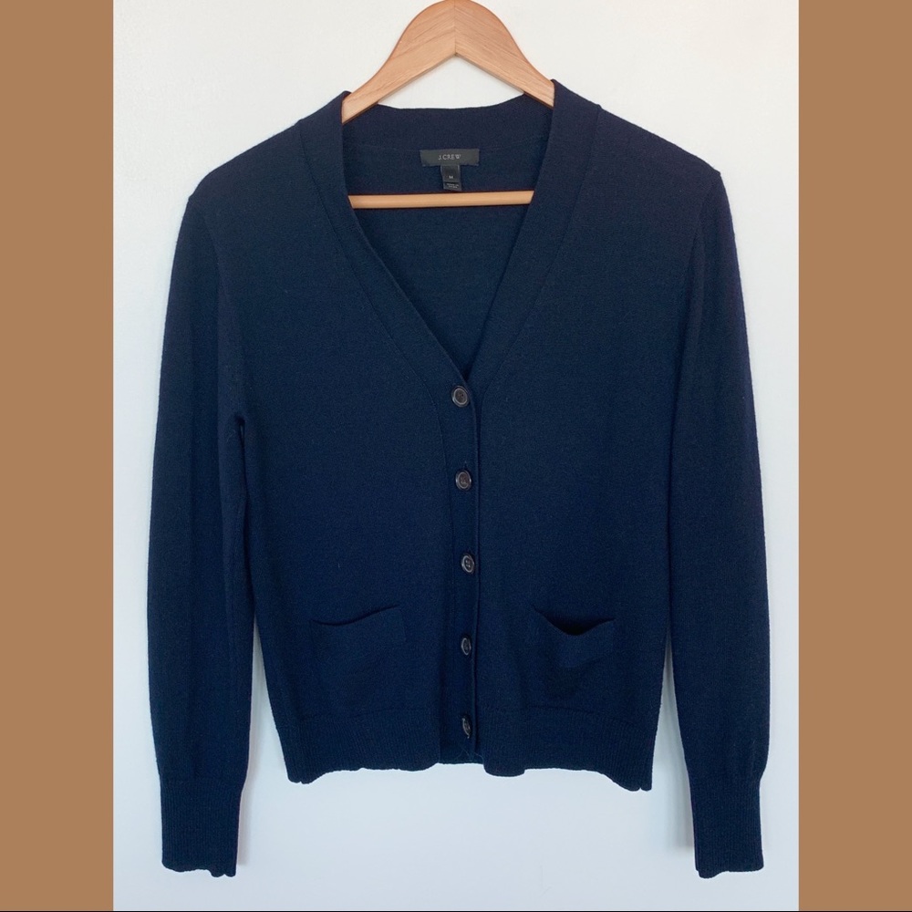 J Crew Merino Wool V-Neck Cardigan (Navy)